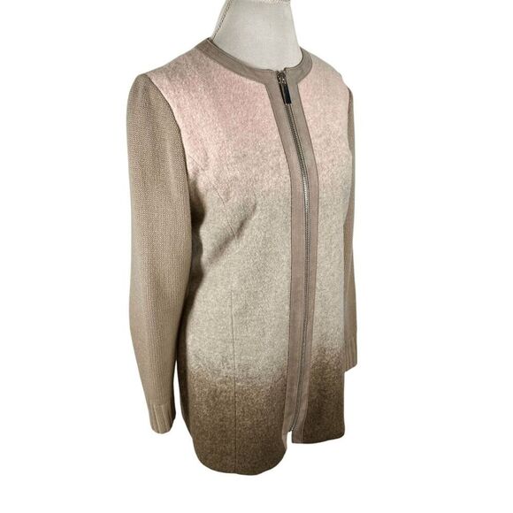 Conrad C Collection Pink & Tan Ombre Knit Zip Jacket Chic Spring Cardigan Size 8 - Picture 5 of 10